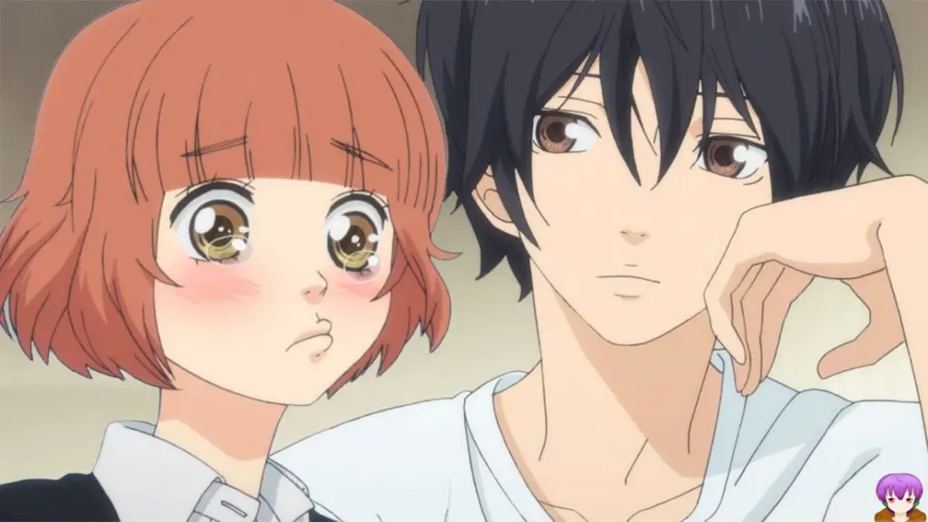 Visual kunci anime Ao Haru Ride menampilkan Futaba dan Kou