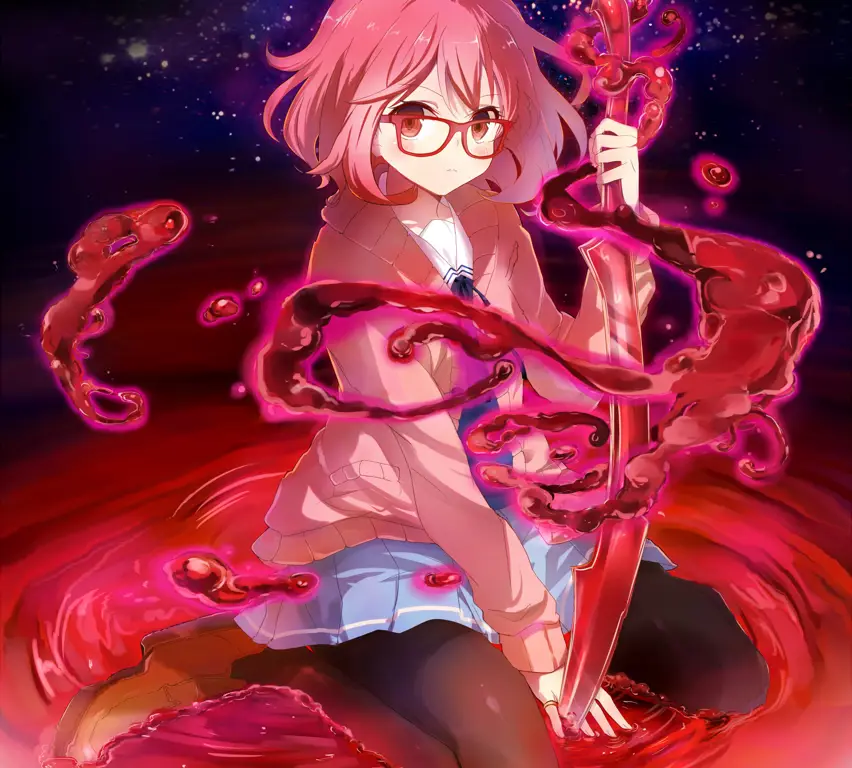 Visual kunci anime Beyond the Boundary menampilkan karakter utama