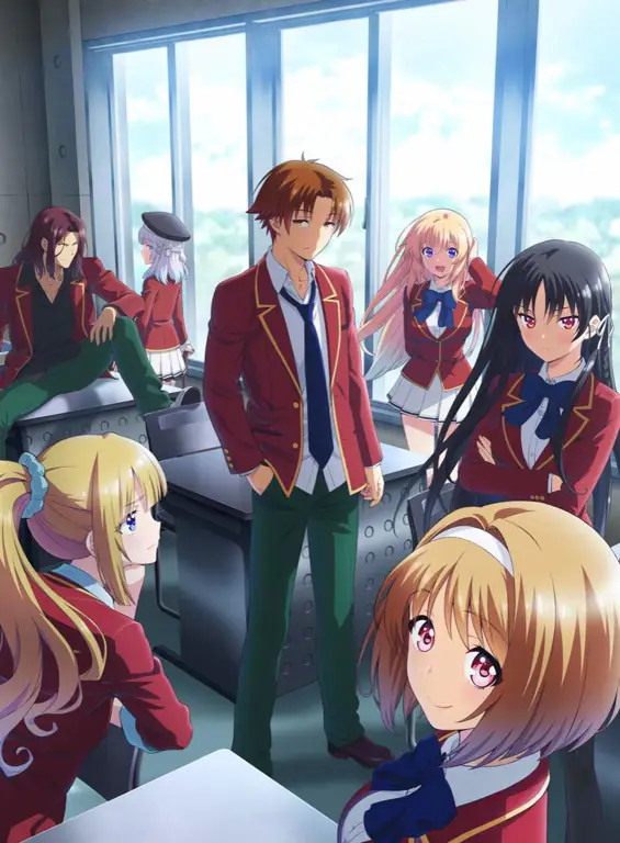 Visual kunci anime Classroom of the Elite yang menampilkan para karakter utama