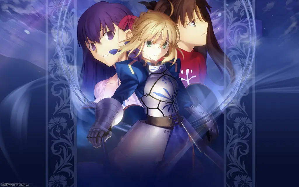 Visual kunci anime Fate Zero yang menampilkan para Master dan Servant