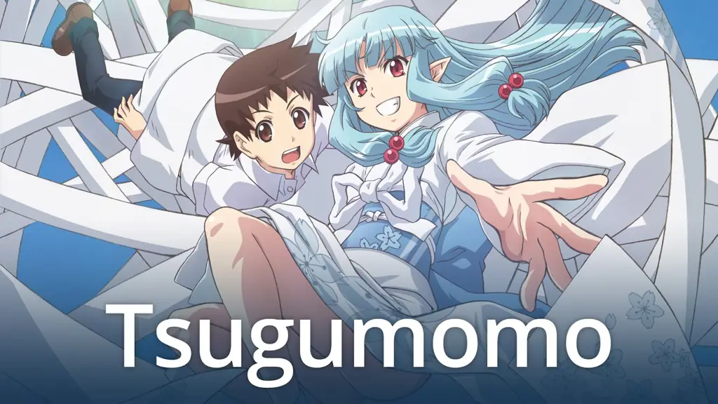 Visual kunci anime Tsugumomo yang menampilkan Kazuya dan Kiriha