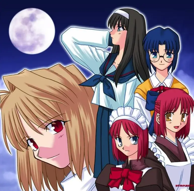 Visual kunci anime Tsukihime menampilkan karakter utama