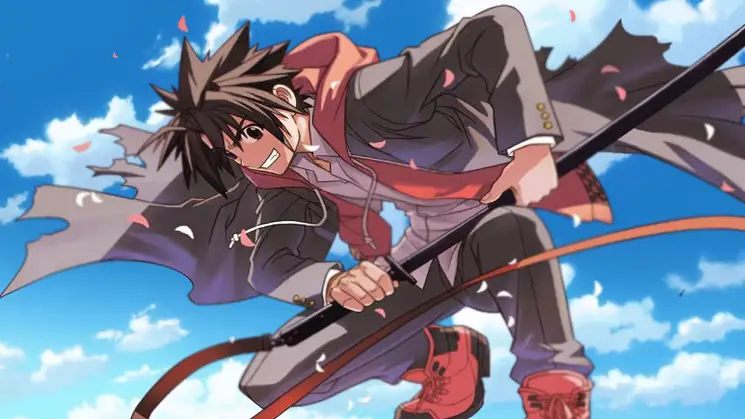 Visual kunci anime UQ Holder! yang menampilkan tokoh utama dan latar dunia fantasi.