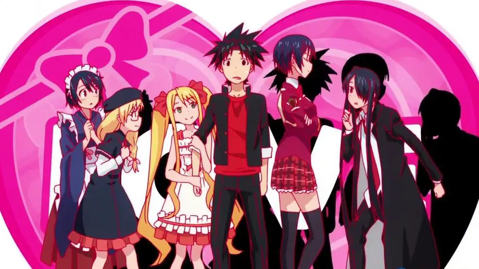 Visual kunci anime UQ Holder menampilkan Toka dan karakter lainnya