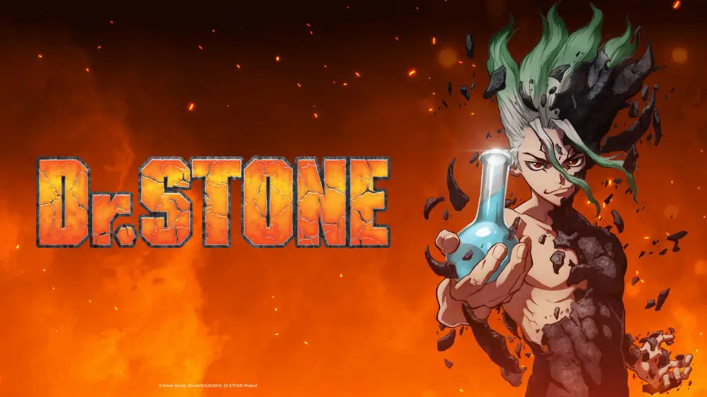Visual kunci dari anime Dr. Stone season 2 Visual kunci Dr. Stone season 2 menampilkan Senku dan teman-temannya