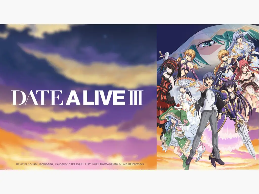 Visual kunci dari Date A Live Season 3 yang menampilkan Shido dan para Spirit