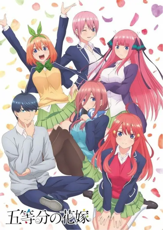 Visual kunci Gotoubun no Hanayome S2 menampilkan kelima saudari kembar dan Futaro