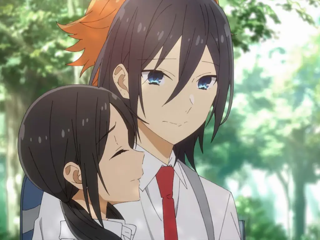 Visual kunci Horimiya season 2 menampilkan Miyamura dan Hori