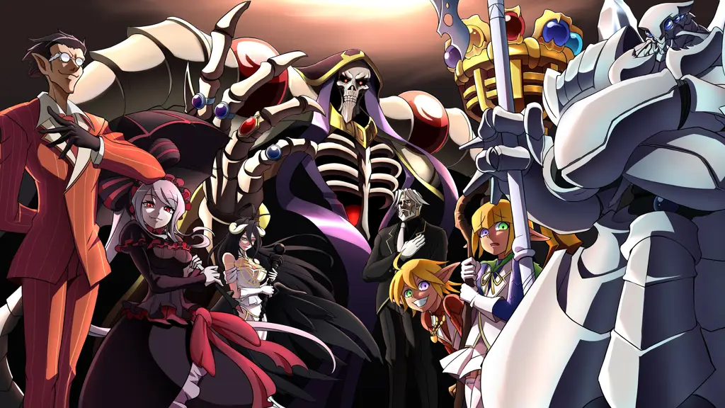 Visual kunci yang menampilkan karakter-karakter utama Visual kunci dari anime Overlord