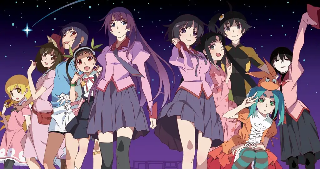 Gambar visual menarik dari seri anime Monogatari