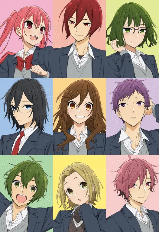 Visual utama anime Horimiya menampilkan Miyamura dan Hori