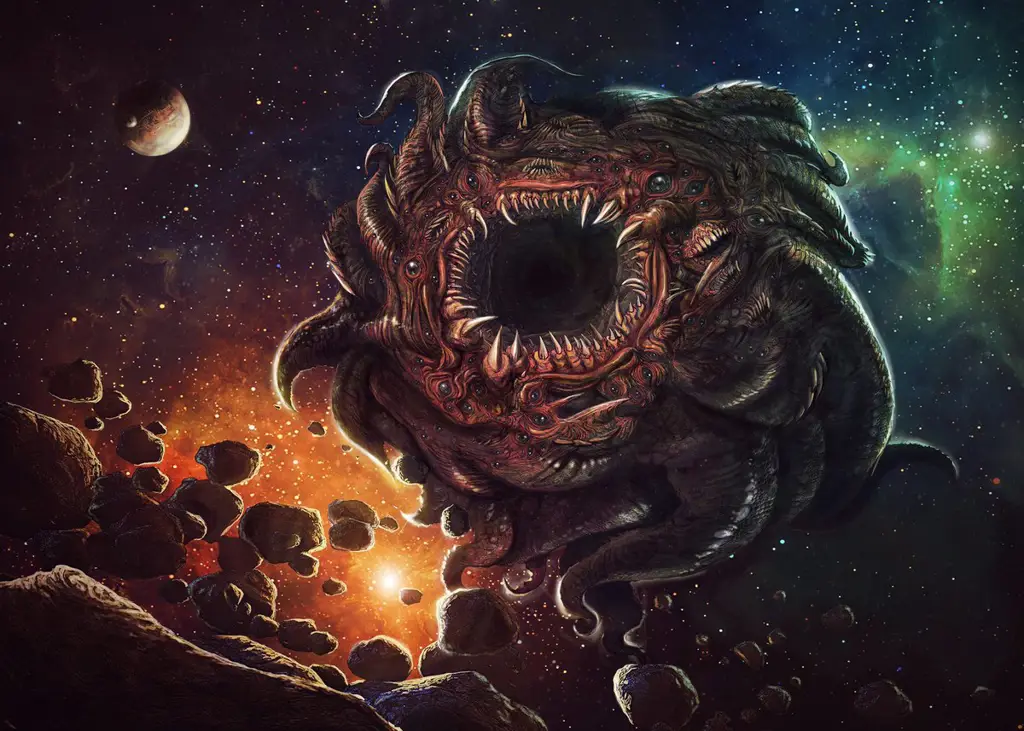 Gambar Azathoth, entitas kosmik yang mengerikan namun indah.