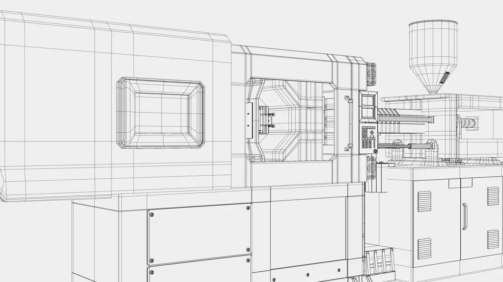 Animasi 3D mesin pencetakan injeksi plastik