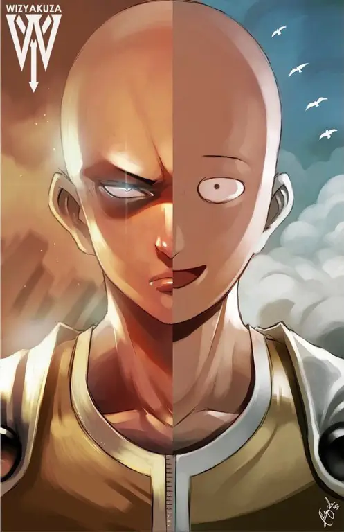 Wajah serius Saitama yang penuh teka-teki Ekspresi serius Saitama di One Punch Man Chapter 206