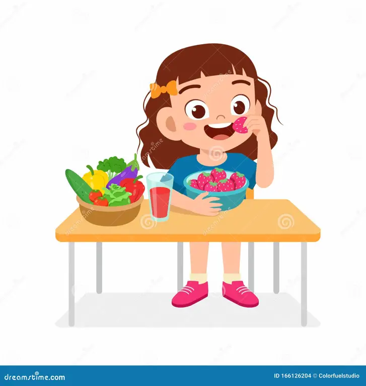 Gambar seorang gadis anime menikmati makanan