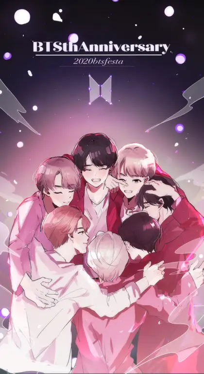 Gambar wallpaper anime BTS dengan tema aesthetic