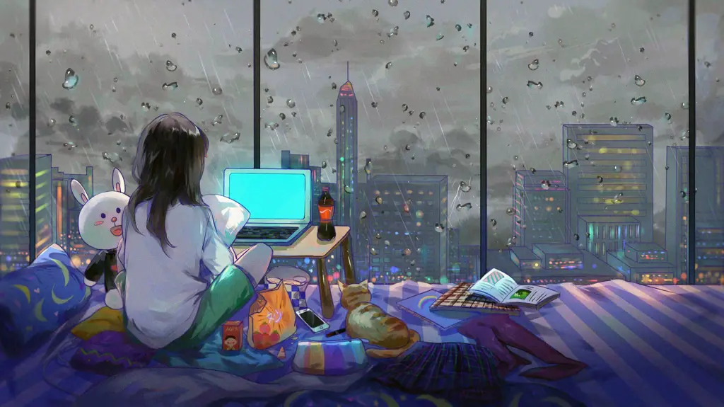 Gambar wallpaper anime aesthetic dengan pemandangan yang indah