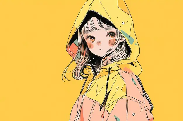 Gambar latar belakang anime gadis dengan warna kuning