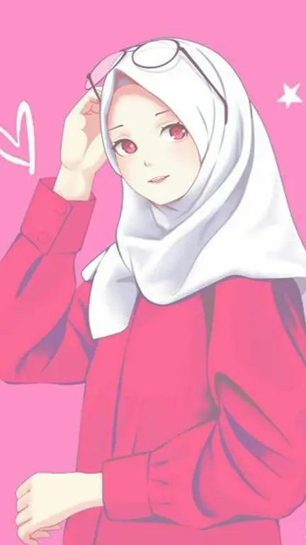 Gadis anime imut mengenakan hijab