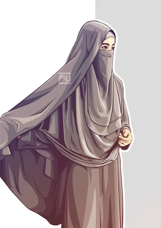 Gambar wallpaper anime muslimah dengan sentuhan seni Islami