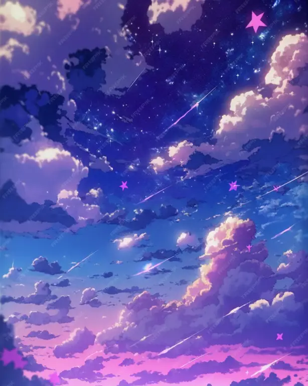 Pemandangan langit berbintang anime