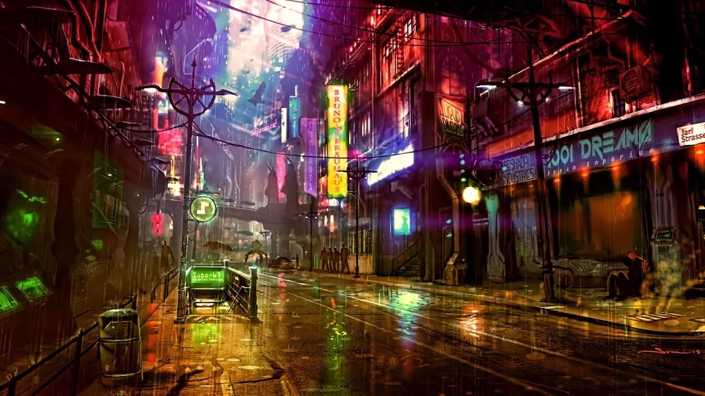 Gambar wallpaper kota anime cyberpunk beresolusi 4k