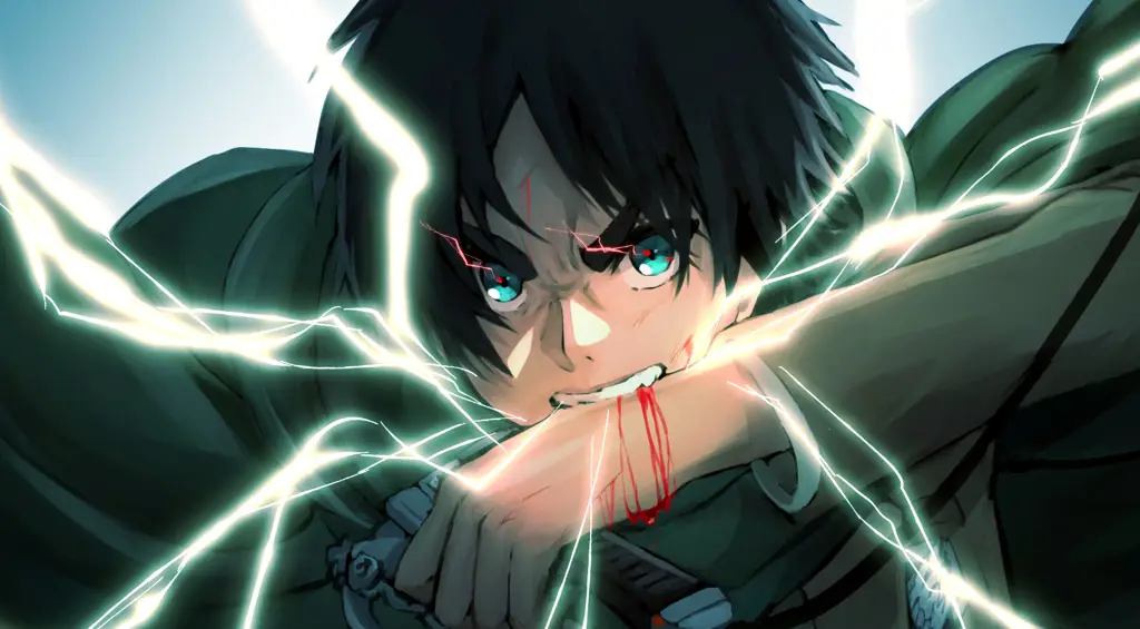 Gambar Eren Yeager dengan kualitas 4K sebagai wallpaper