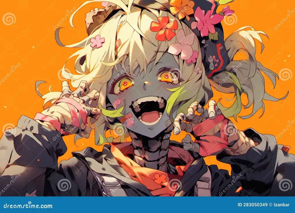 Gambar wallpaper gadis anime zombie yang lucu