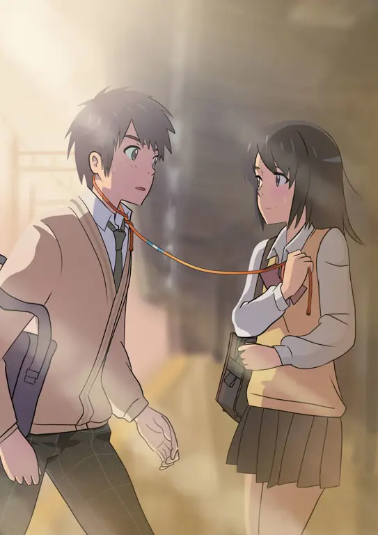 Gambar Mitsuha dan Taki dari Kimi no Nawa