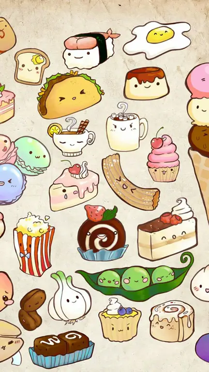 Gambar makanan anime dengan warna pastel