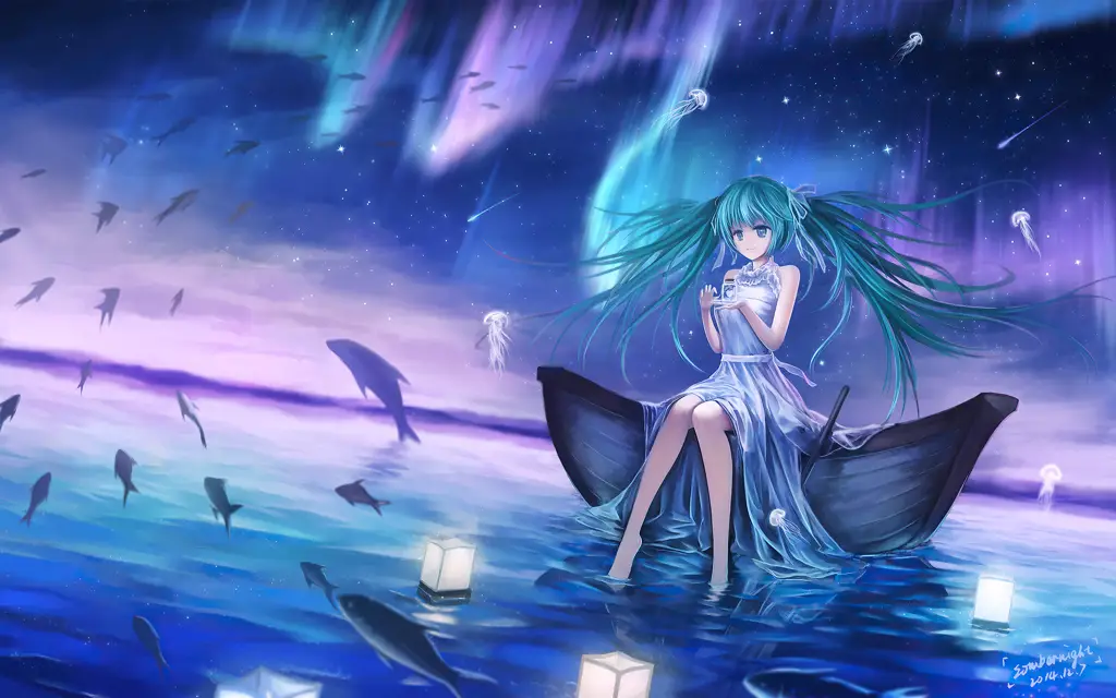 Gambar wallpaper anime Miku yang imut dan menggemaskan