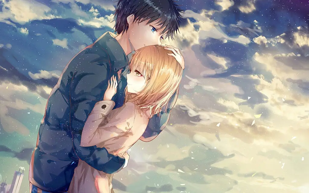 Wallpaper pasangan anime romantis