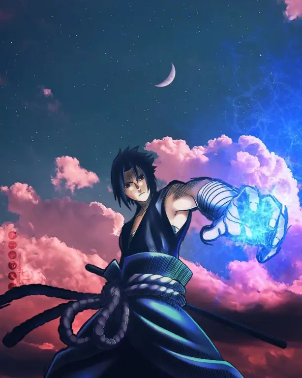 Wallpaper Sasuke yang menampilkan ekspresi sedih