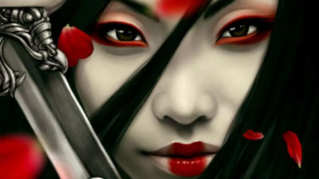 Gambar seorang wanita samurai yang perkasa