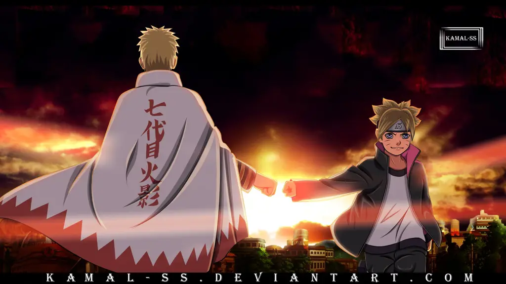 Warisan Ninja Gambar Naruto dan Boruto bersama