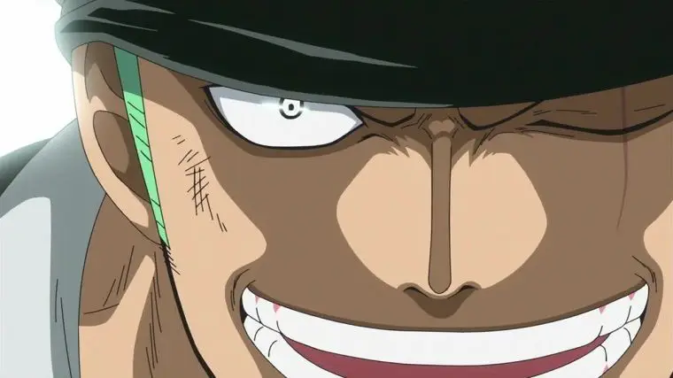 Warna mata Zoro dalam anime One Piece Gambar close-up mata Roronoa Zoro