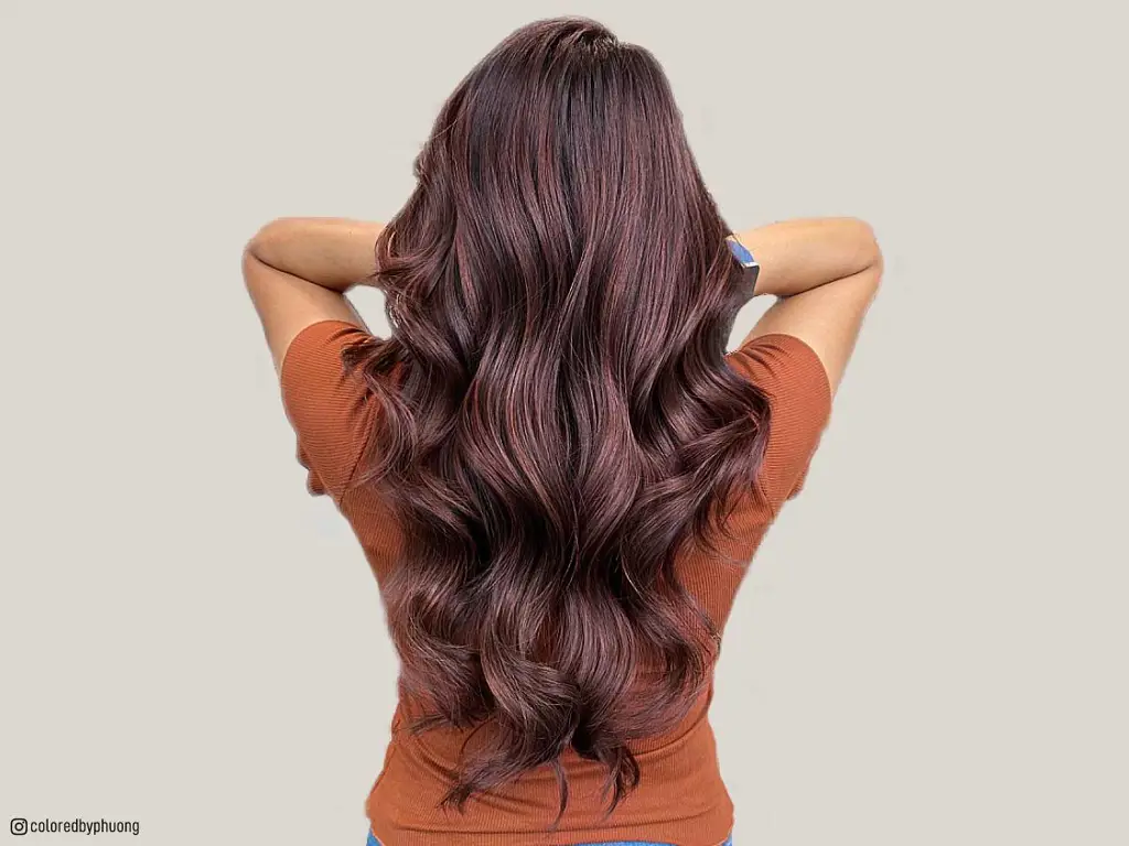 Model dengan rambut berwarna merah cokelat