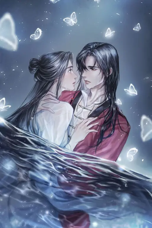 Ilustrasi Xie Lian dan Hua Cheng dari manhwa The Heavenly Demon Can't Live a Normal Life