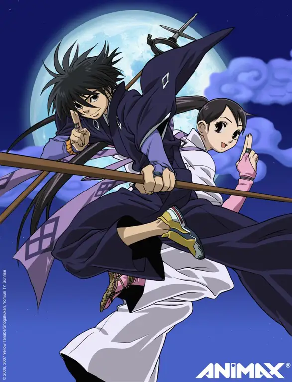 Gambar Yosuke dan Tokine, karakter utama anime Kekkaishi