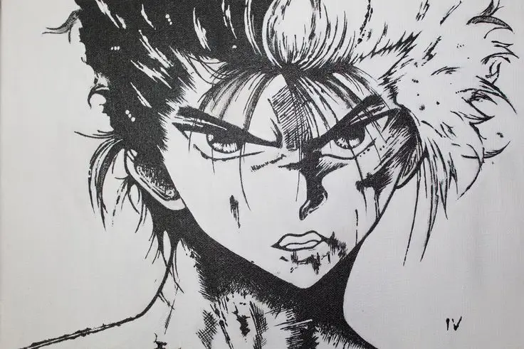 Ilustrasi Yusuke Urameshi, tokoh utama Yu Yu Hakusho