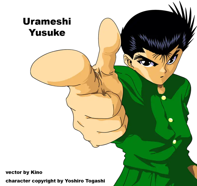 Ilustrasi Yusuke Urameshi, tokoh utama Yu Yu Hakusho.