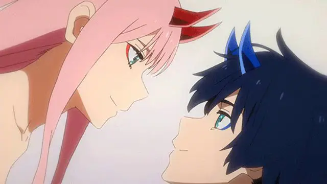 Gambar Zero Two dan Hiro dari anime Darling in the Franxx