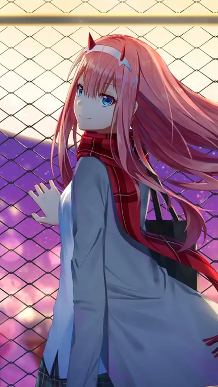 Gambar Zero Two dari anime Darling in the Franxx