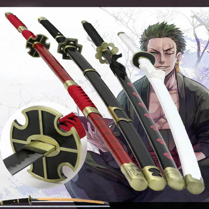 Gambar Zoro memegang ketiga pedangnya