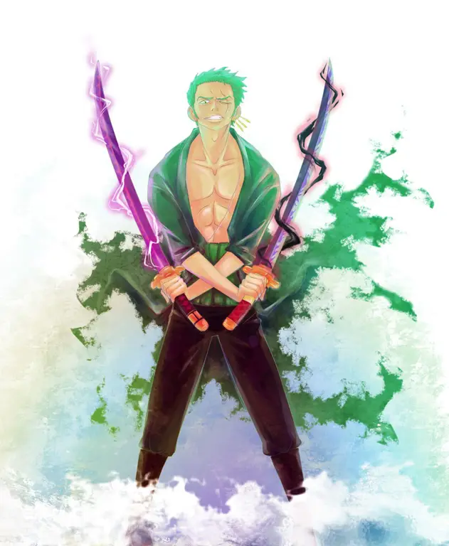 Wallpaper iPhone Zoro dengan tiga pedang