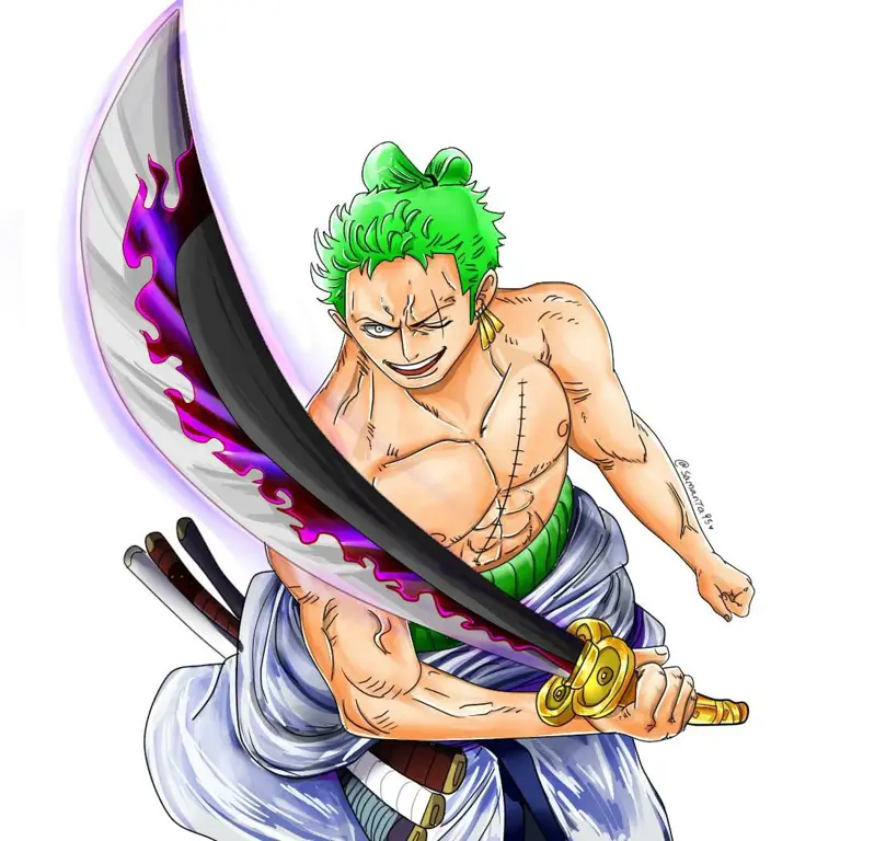 Gambar Zoro dengan pedang Enma