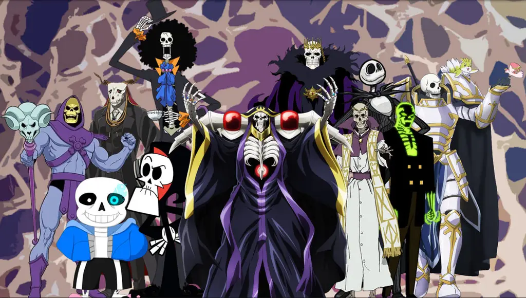 Beberapa karakter skeleton anime populer dan ikonik.