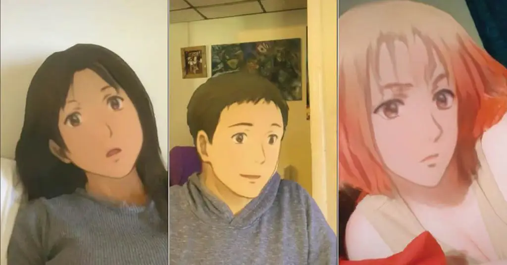 Seseorang sedang menggunakan filter anime TikTok