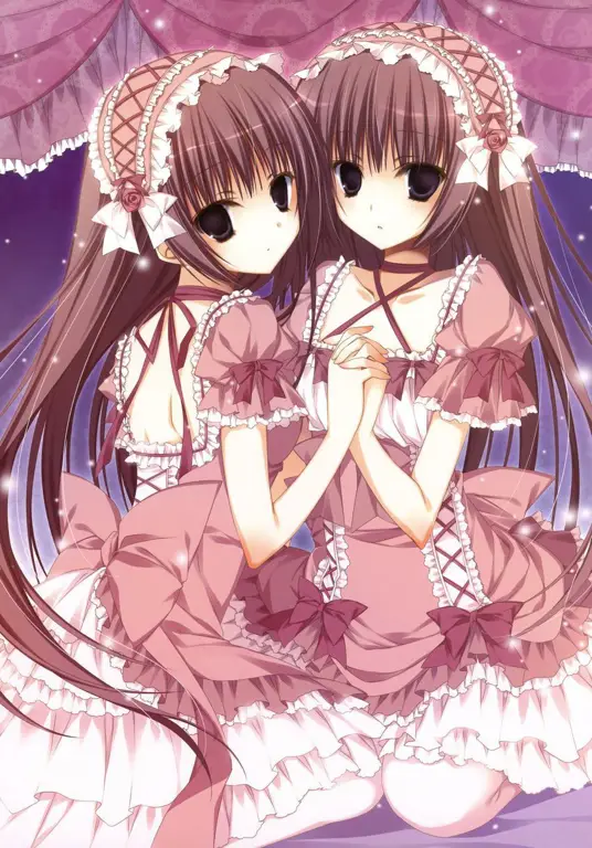 Gambar anime girl twins dengan kekuatan magis